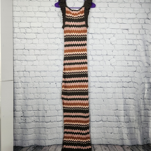 NWT Heartloom Size S Zigzag Maxi Dress in Brown, Pink, and Cream - Picture 4 of 5